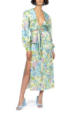 Ronny Kobo Marlo Floral Print Maxi Skirt in Crystal Blue Multi