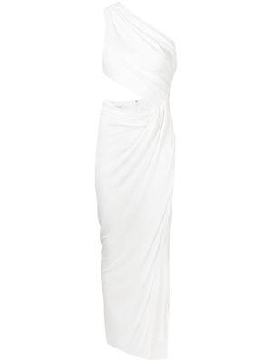 Ronny Kobo one-shoulder cut-out draped gown - White