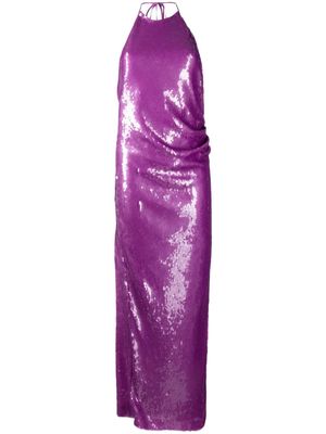 Ronny Kobo sequin-embellished halterneck maxi dress - Purple