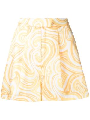 Ronny Kobo swirl-print high-waist shorts - Yellow