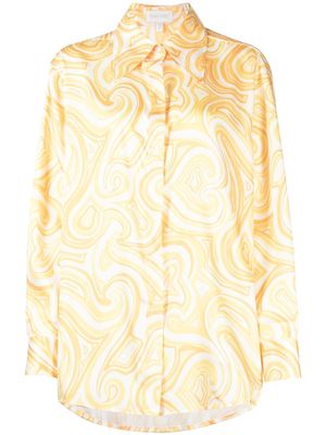 Ronny Kobo swirl print long-sleeve shirt - Yellow