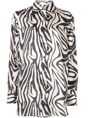 Ronny Kobo zebra-print satin shirt - Black