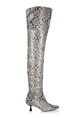 Ronstadt Snake-Embossed Leather Over-The-Knee Boots