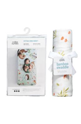 ROOKIE HUMANS Cotton Sateen Crib Sheet & Muslin Swaddle Set in Forest