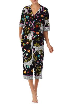 Room Service Pjs Crop Pajamas in Black Multi