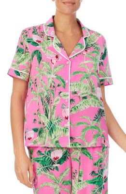 Room Service Pjs Notch Collar Pajama Top in Pink Multi