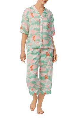 Room Service Pjs Print Crop Pajamas in Pink Multi