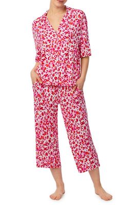 Room Service Pjs Print Crop Pajamas in Pink Prt