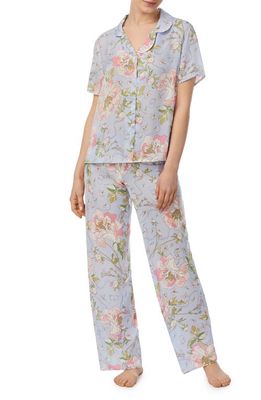 Room Service Pjs Print Pajamas in Blu/Flor