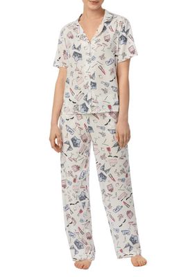 Room Service Pjs Print Pajamas in White Multi