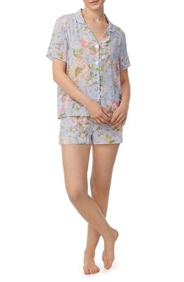 Room Service Pjs Print Short Pajamas in Blue Floral