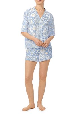 Room Service Pjs Print Short Pajamas in Blue/White