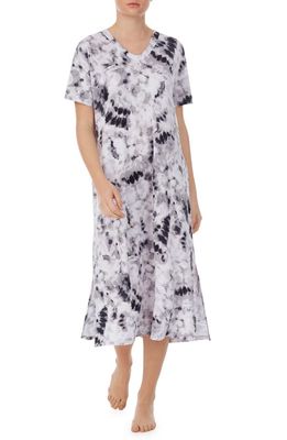 Room Service Pjs Short Sleeve T-Shirt Nightgown in Black White Tie Dye