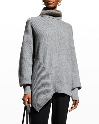 Rory Wool-Cashmere Asymmetric Bishop-Sleeves Sweater
