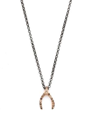 Rosa Maria 12kt rose gold and silver wishbone-pendant diamond necklace
