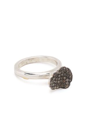 Rosa Maria asymmetric pavé diamond ring - Silver