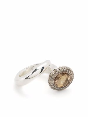 Rosa Maria diamond topaz twisted ring - Silver