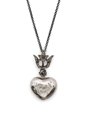 Rosa Maria heart-pendant silver diamond necklace