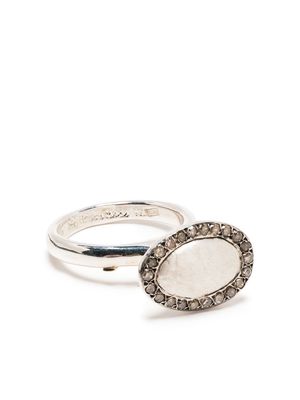 Rosa Maria oval-face pavé diamond ring - Silver