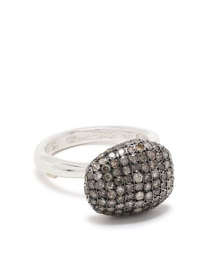 Rosa Maria pavé diamond oversized ring - Silver