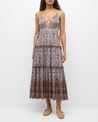 Rosa Printed A-Line Midi Dress