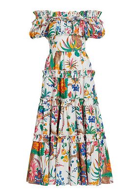 Rosaline Floral Off-the-Shoulder Midi Dress