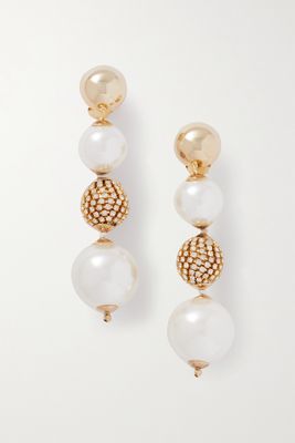 Rosantica - Buancaneve Gold-tone, Crystal And Faux Pearl Clip Earrings - White
