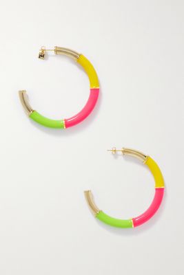 Rosantica - Candy Gold-tone And Enamel Hoop Earrings - Green