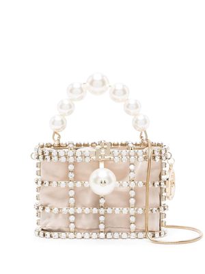 Rosantica crystal-embellished caged mini bag - Gold