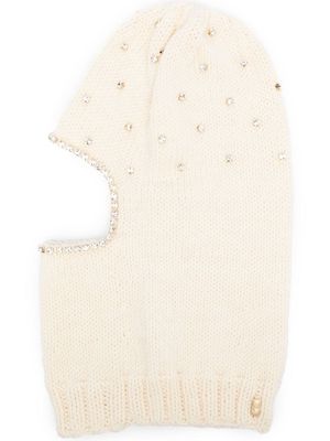 Rosantica crystal-embellished knitted balaclava - White