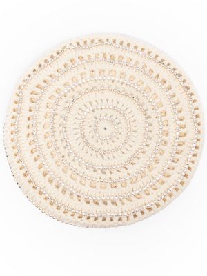 Rosantica crystal-embellished knitted beret - Neutrals