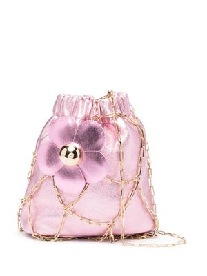 Rosantica floral-appliqué lamé-effect crossbody bag - Pink