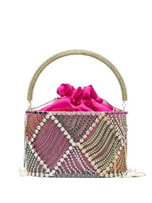 Rosantica Holli Patchwork crystal-embellished bucket bag - Pink