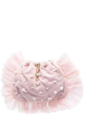 Rosantica tulle-embellished detail clutch bag - Pink