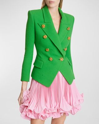 Rose 8-Button Double-Breasted Crepe Jacket