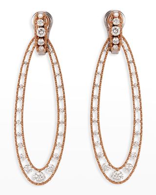 Rose Gold Allegra Long Oval Earrings with Diamonds