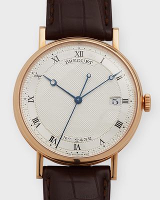 Rose Gold Classique Silver Dial Watch with Leather Strap