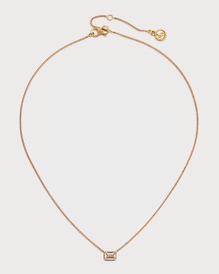 Rose Gold Emerald-Cut Diamond Bezel Necklace, 18"L