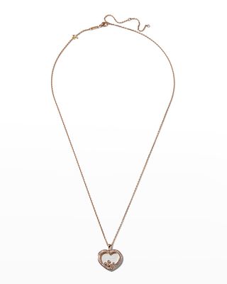 Rose Gold Happy Diamond Heart Pendant Necklace