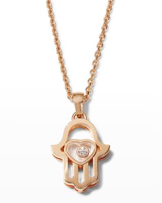 Rose Gold Icons Diamond Hamsa Pendant Necklace