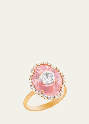 Rose Gold Inlay Morganite Ring with Diamonds