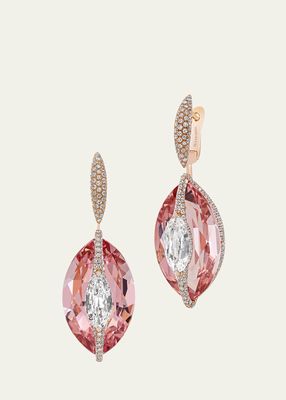 Rose Gold Kissing Earrings with Diamonds and Morganite