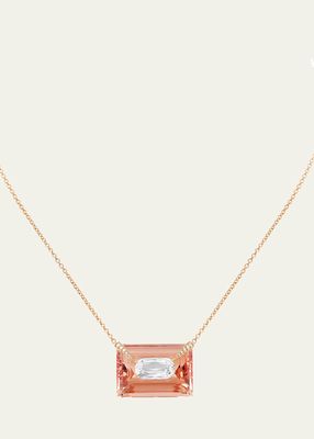 Rose Gold Kissing Necklace with Diamonds and Morganite