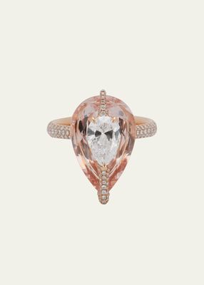 Rose Gold Kissing Ring with Diamonds and Morganite