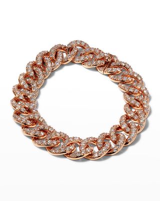 Rose Gold Lady Link Bracelet with Pave Diamonds