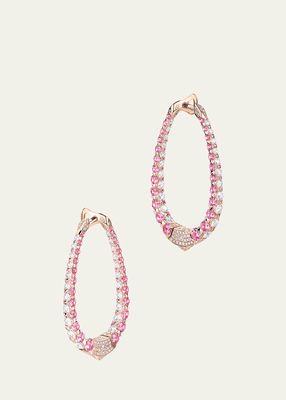 Rose Gold Mervelles Rose Halo Earrings with Sapphire and Diamonds