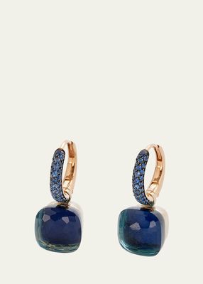 Rose Gold Nudo Earrings with Lapis and Blue Sapphires
