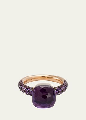 Rose Gold Nudo Ring with Amethyst and Jade