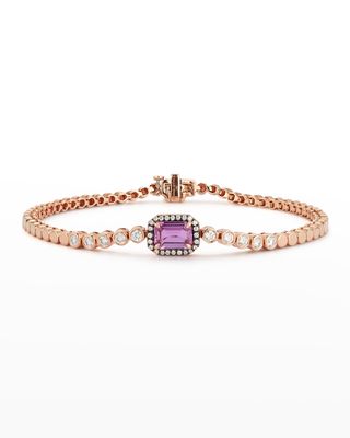 Rose Gold One-Of-A-Kind Prive Luxe Diamond Tennis Bracelet with Pink Sapphire and Diamonds