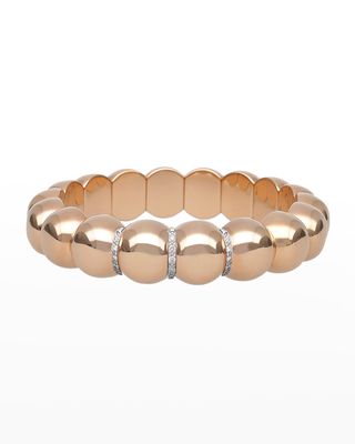 Rose Gold Overlay Small Stretch Aura Dama Bracelet with Three Diamond Sections